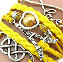 Factory Price Heart Eiffel Tower Bracelet Jewelry S PU Leather Pearl Double Infinite Multilayer Bracelets EF8