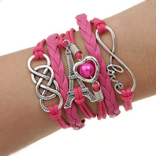 Factory Price Heart Eiffel Tower Bracelet Jewelry S PU Leather Pearl Double Infinite Multilayer Bracelets EF8