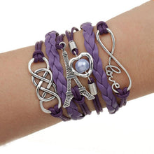 Factory Price Heart Eiffel Tower Bracelet Jewelry S PU Leather Pearl Double Infinite Multilayer Bracelets EF8