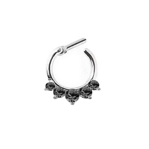 Fake Septum Clicker Hanger Clip On Jewelry Rhinestone Petal Nose Hoop Nose Rings s Body Piercing Jewelry EF8