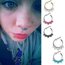 Fake Septum Clicker Hanger Clip On Jewelry Rhinestone Petal Nose Hoop Nose Rings s Body Piercing Jewelry EF8