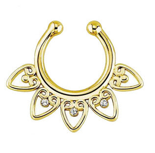 Fake Septum Clicker Non Piercing Hanger Clip On Jewelry Alloy Heart Nose Hoop Nose Rings S Body Piercing Jewelry EF8
