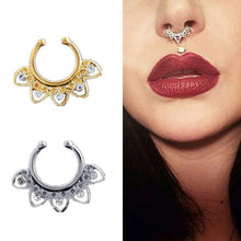 Fake Septum Clicker Non Piercing Hanger Clip On Jewelry Alloy Heart Nose Hoop Nose Rings S Body Piercing Jewelry EF8