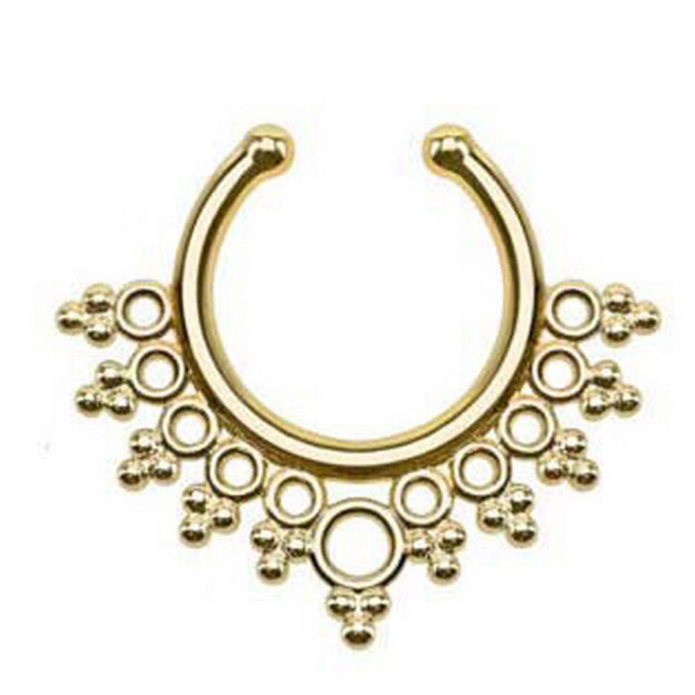Fake Septum Clicker Non Piercing Hanger Clip On Jewelry Piercing Jewelry s Pierced Round Nose Hoop Nose Rings EF8