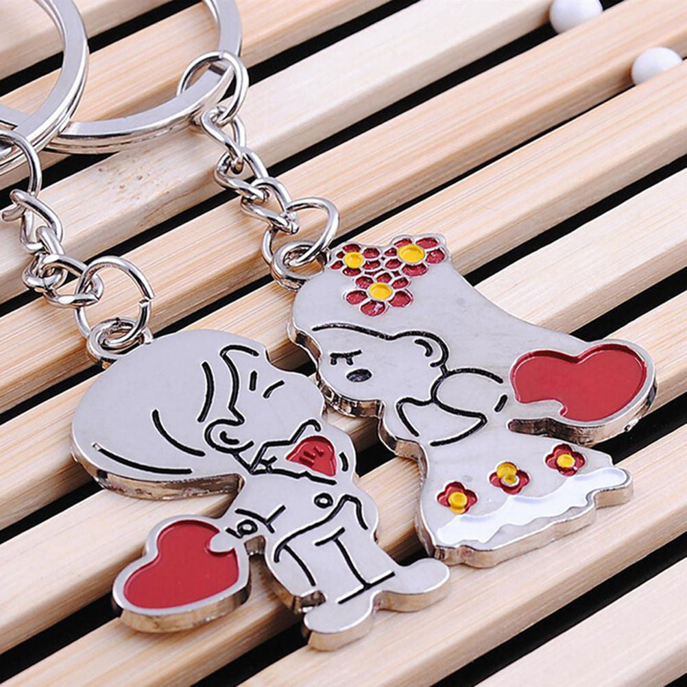 of Keyrings Couple Lover Key Rings Chains Fob Metal Bride Groom Heart Love Keychains Gifts  EF8