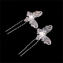s Butterfly Shaped Hair Pin Bride Rhinestone Wedding Dress Costume Headdress Hairpins White Red Colors EF8