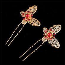s Butterfly Shaped Hair Pin Bride Rhinestone Wedding Dress Costume Headdress Hairpins White Red Colors EF8
