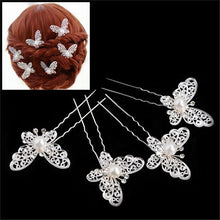 s Butterfly Shaped Hair Pin Bride Rhinestone Wedding Dress Costume Headdress Hairpins White Red Colors EF8