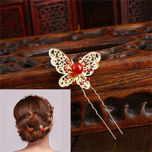 s Butterfly Shaped Hair Pin Bride Rhinestone Wedding Dress Costume Headdress Hairpins White Red Colors EF8