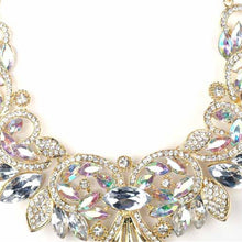 s Crystal Flower Necklace Chain Choker Statement Necklaces Pendants Rhinestone Bib Collar White Blue color EF8