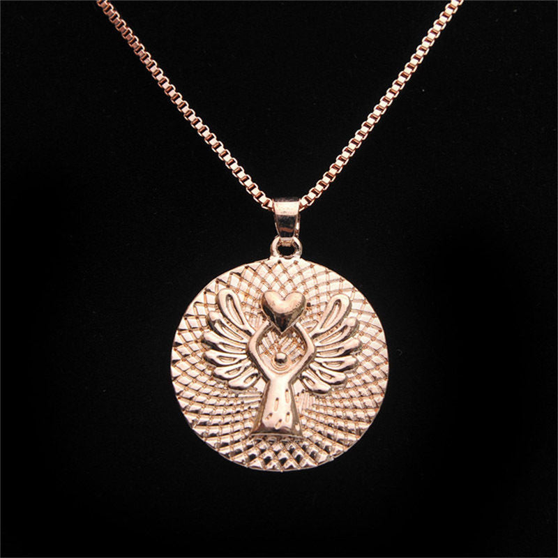 s GUARDIAN ANGEL PROTECT ME Double-faced Guardian Angel Pendant Necklace collar chain Gold Silver Colors EF8