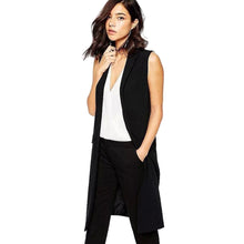 Fashion office lady Elegant jackets Vests For Women Sleeveless black Long Outerwear Casual colete feminino coats EF8