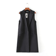 Fashion office lady Elegant jackets Vests For Women Sleeveless black Long Outerwear Casual colete feminino coats EF8