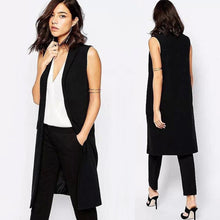Fashion office lady Elegant jackets Vests For Women Sleeveless black Long Outerwear Casual colete feminino coats EF8