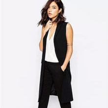 Fashion office lady Elegant jackets Vests For Women Sleeveless black Long Outerwear Casual colete feminino coats EF8