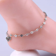 Anklets For Women Silver Bead Chain Anklet Bracelet Accessories Heart Floral Foot Jewelry EF8