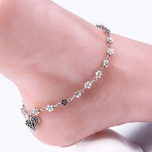 Anklets For Women Silver Bead Chain Anklet Bracelet Accessories Heart Floral Foot Jewelry EF8