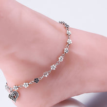 Anklets For Women Silver Bead Chain Anklet Bracelet Accessories Heart Floral Foot Jewelry EF8