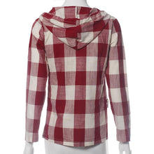 Fashion Shirt Women Long Sleeve Tops Plaid Hooded Sweater Blouse Shirt Pullover Plus Size EF8