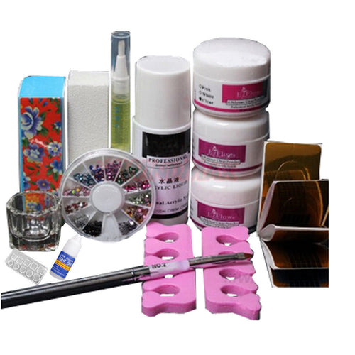 Fashion Basic DIY Set Acryic Powder Nail Art Decorations Kit Brush Cuticle Revitalizer Polish Nail Tools Nail Set EF8