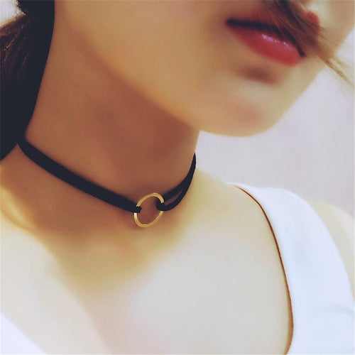 Black Velvet Choker Necklace Gothic Punk H made Retro Collar Jewelry EF8