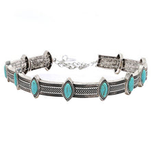 Boho Collar Choker Silver Necklace jewelry Necklace women Euro Vintage Necklace Bohemia Turquoise Beads EF8