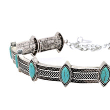 Boho Collar Choker Silver Necklace jewelry Necklace women Euro Vintage Necklace Bohemia Turquoise Beads EF8