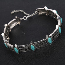 Boho Collar Choker Silver Necklace jewelry Necklace women Euro Vintage Necklace Bohemia Turquoise Beads EF8