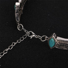 Boho Collar Choker Silver Necklace jewelry Necklace women Euro Vintage Necklace Bohemia Turquoise Beads EF8