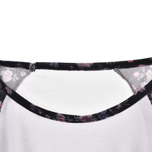 Casual Loose Cotton Tops T Shirt Women Printed Floral Three-quarter Sleeve Shirt EF8