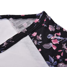 Casual Loose Cotton Tops T Shirt Women Printed Floral Three-quarter Sleeve Shirt EF8