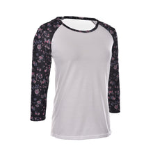 Casual Loose Cotton Tops T Shirt Women Printed Floral Three-quarter Sleeve Shirt EF8