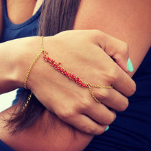 Chain Bracelet Drop Turquoise Beads Slave Finger Ring Punk Gold Plated Women Metal H  Harness Chain EF8