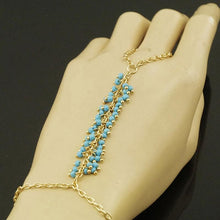 Chain Bracelet Drop Turquoise Beads Slave Finger Ring Punk Gold Plated Women Metal H  Harness Chain EF8