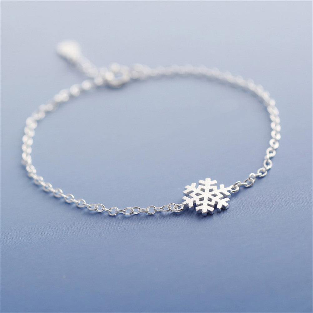 Charm Women Girl Snowflake Shape Wrap Chain Bracelet Silver plated Love Dainty Bridesmaid jewelry Gift EF8