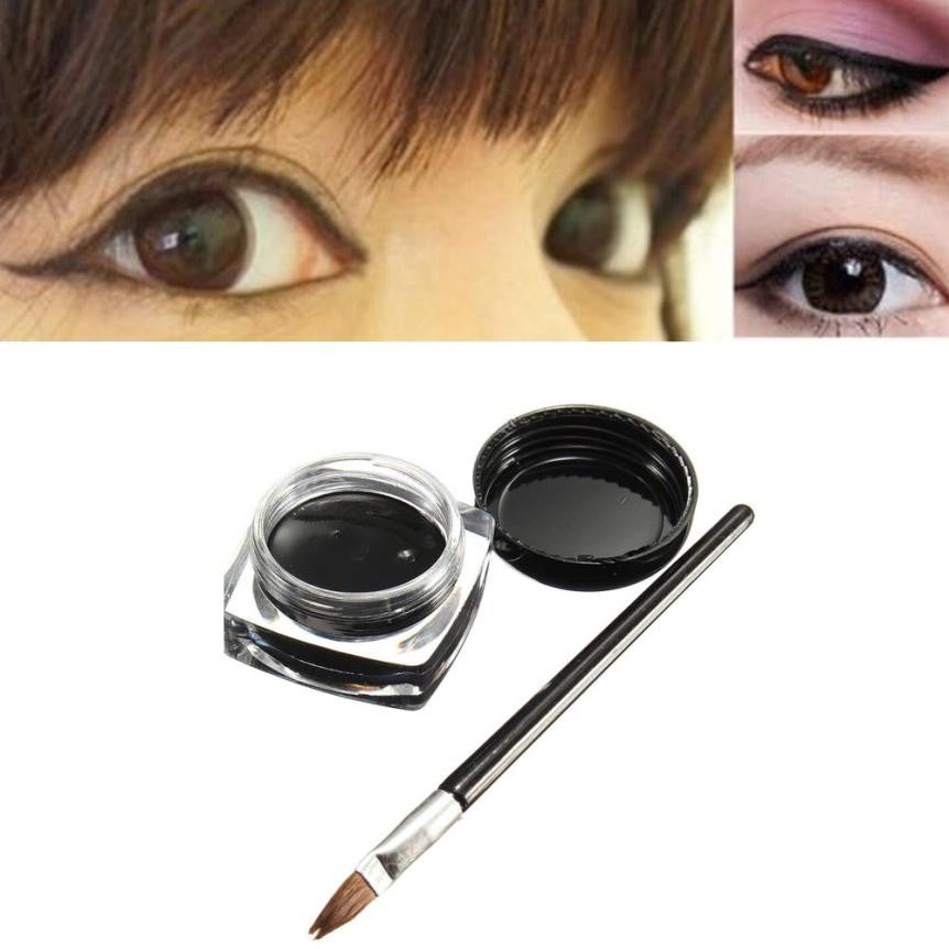 Fashion Cosmetic Waterproof Eye Liner pencil make up black liquid Eyeliner Shadow Gel Makeup Brush Black EF8