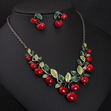 Cute Cherry Statement Necklace With Earrings Maxi Necklace For Women Best Gift S EF8