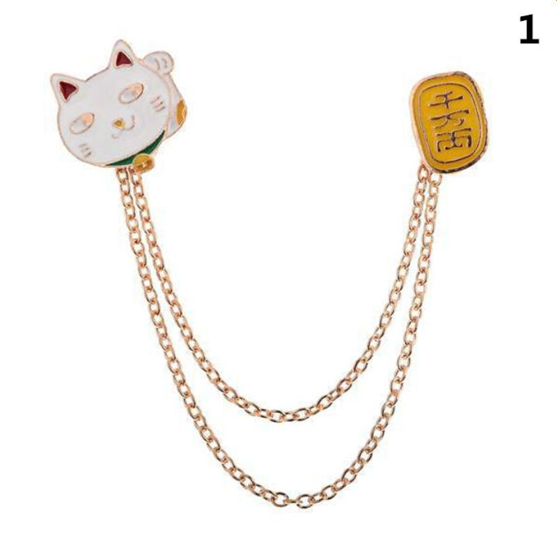 Cute Egg Cat Moon Rabbit Chain Brooch Badge Pin Jewelry Gift Women Girl Accessories S  Collar brooch EF8