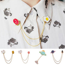 Cute Egg Cat Moon Rabbit Chain Brooch Badge Pin Jewelry Gift Women Girl Accessories S  Collar brooch EF8