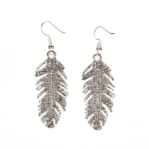 Dangle Earrings Jewlery Silver Gold Colors Women Fine Bohemian elegant Alloy Feather Pendant Earrings EF8