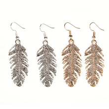 Dangle Earrings Jewlery Silver Gold Colors Women Fine Bohemian elegant Alloy Feather Pendant Earrings EF8