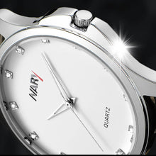 Fashion Dress LRhinestone Men Business Sport Leather Waterproof Quartz Wrist Watch EF8