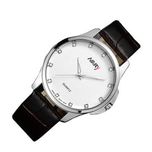 Fashion Dress LRhinestone Men Business Sport Leather Waterproof Quartz Wrist Watch EF8