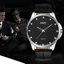 Fashion Dress LRhinestone Men Business Sport Leather Waterproof Quartz Wrist Watch EF8