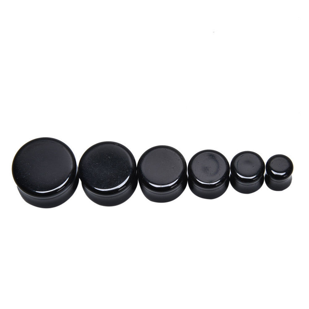 Ear Piercing Jewelry Black 6 Sizes Faux Agate Ear Exp er Plugs Stretcher Gauge Tunnels EF8