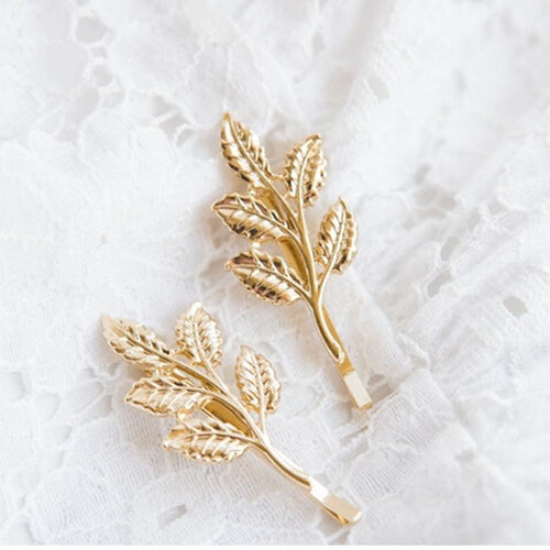 Elegant Europe   America Vintage Side Clip Leaves Hairpins Hair Jewelry Accessories For Women s EF8