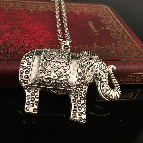 Elephant Ethnic Necklace Africa Elephant Pendant Sweater Long Chain Fine Necklace For Women 45CM EF8