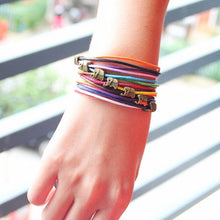 Elephants Jewelry Bracelet Multilayer C y Color Rope Chain Leather Bracelets For Women EF8