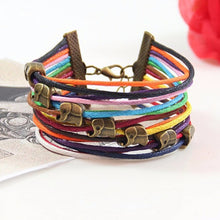 Elephants Jewelry Bracelet Multilayer C y Color Rope Chain Leather Bracelets For Women EF8