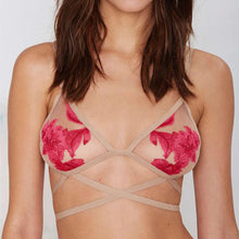 Floral Printed Cut-Out Strappy Crop Top Bra Bralette Bustier Corset Red Blue EF8